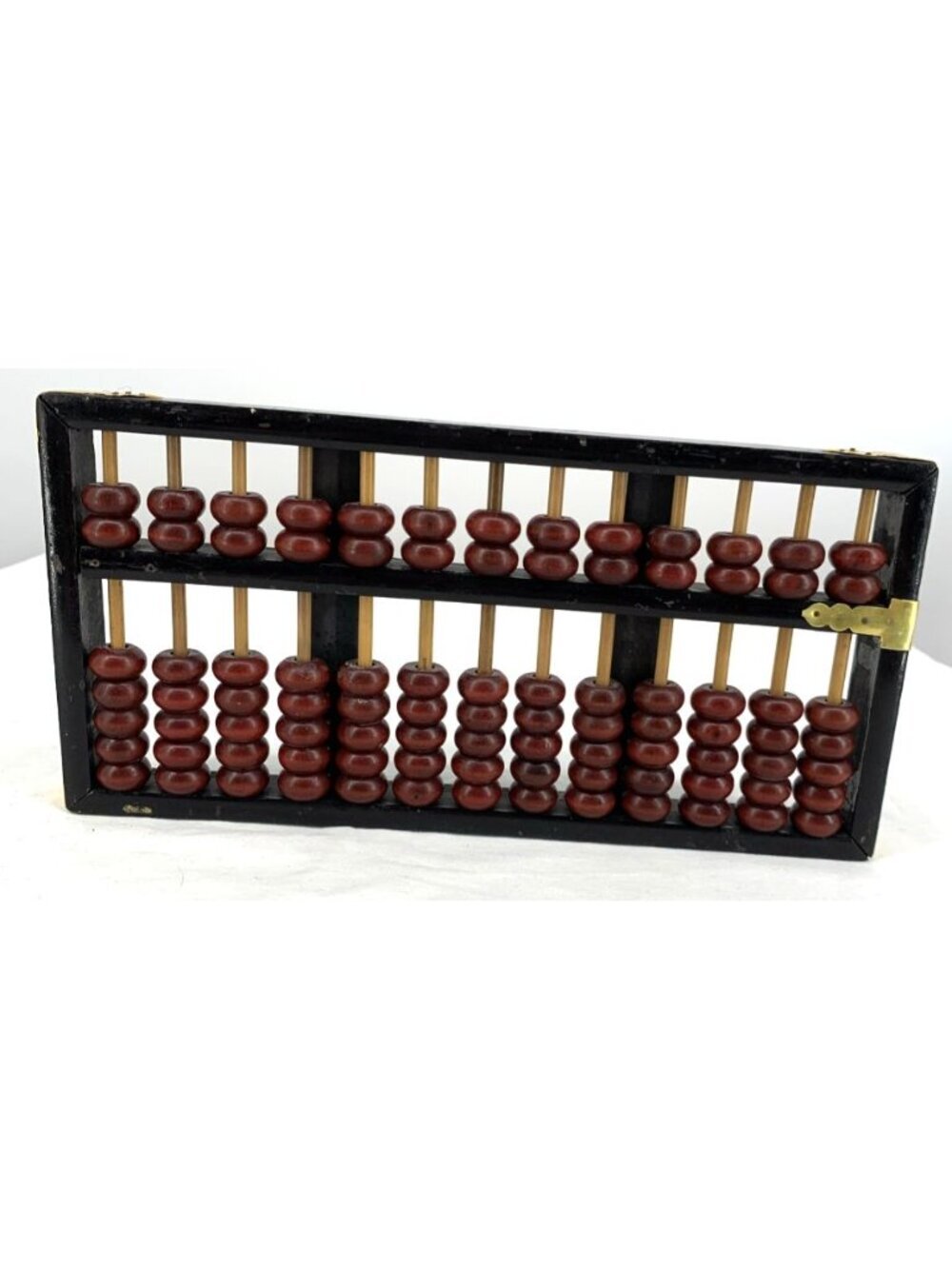 Abacus Wood And Brass 13 Rows 91 Beads Chinese 10.5"